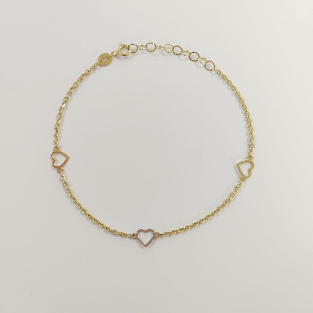PULSERA ESPECIAL CON CORAZONES 10K 18 CM 1.3 GR (NUEVO)