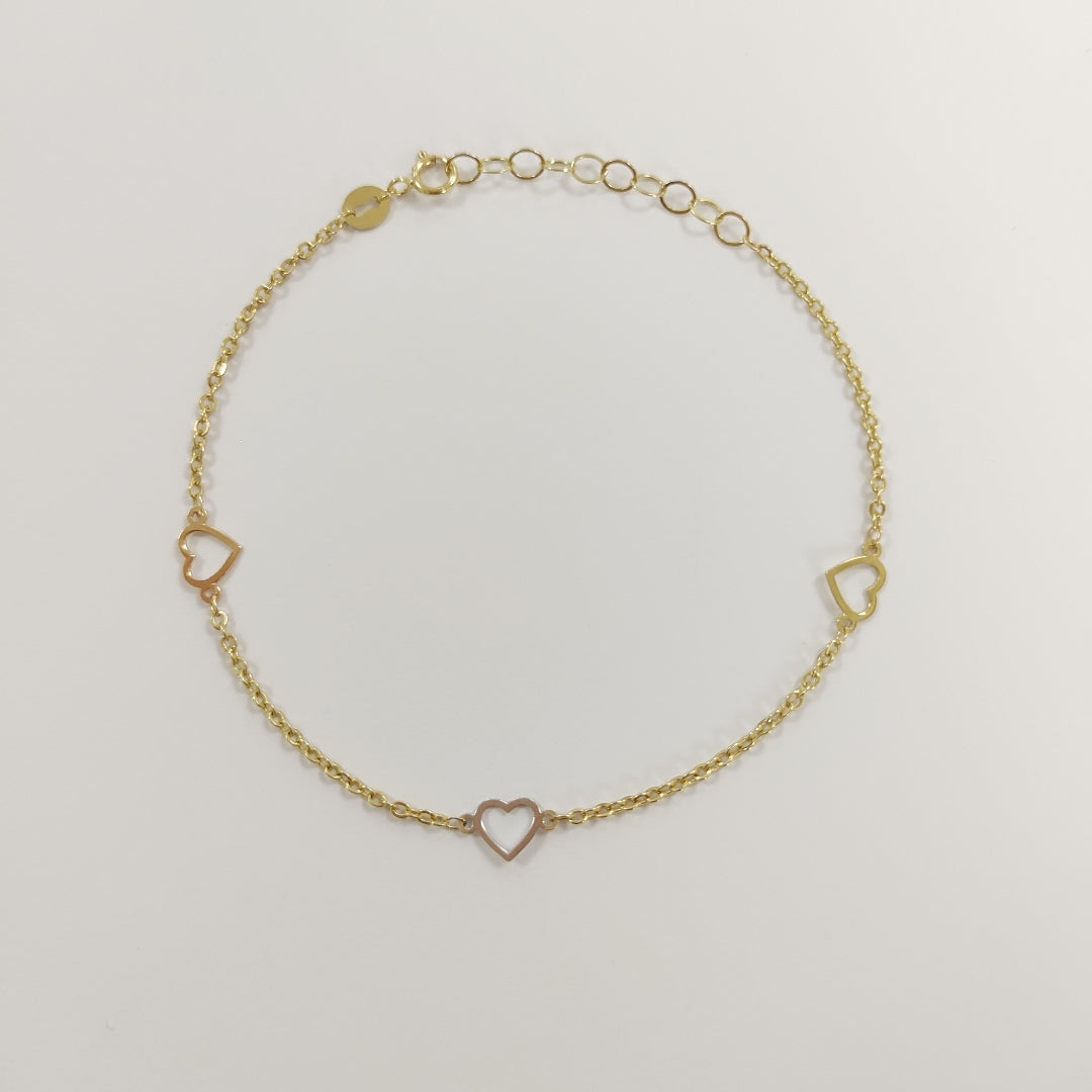 PULSERA ESPECIAL CON CORAZONES 10K 18 CM 1.3 GR (NUEVO)