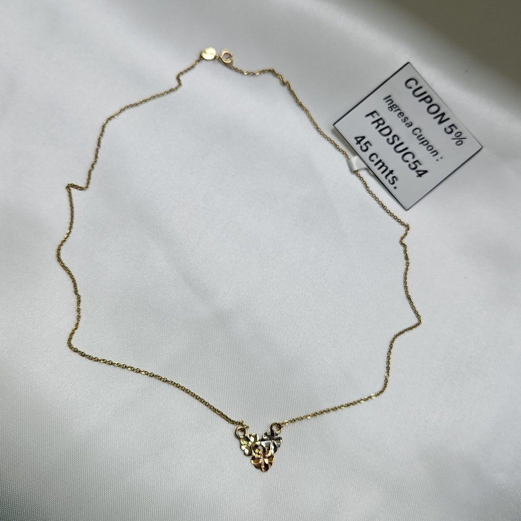CADENA TEJIDO GARGANTILLA ESPECIAL C FLORES 14K 45 CM 2.9 GR (NUEVO)