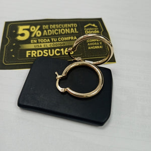 ARETES TEJIDO ARRACADAS LISAS HUECAS 14K 2.1 GR (NUEVO)
