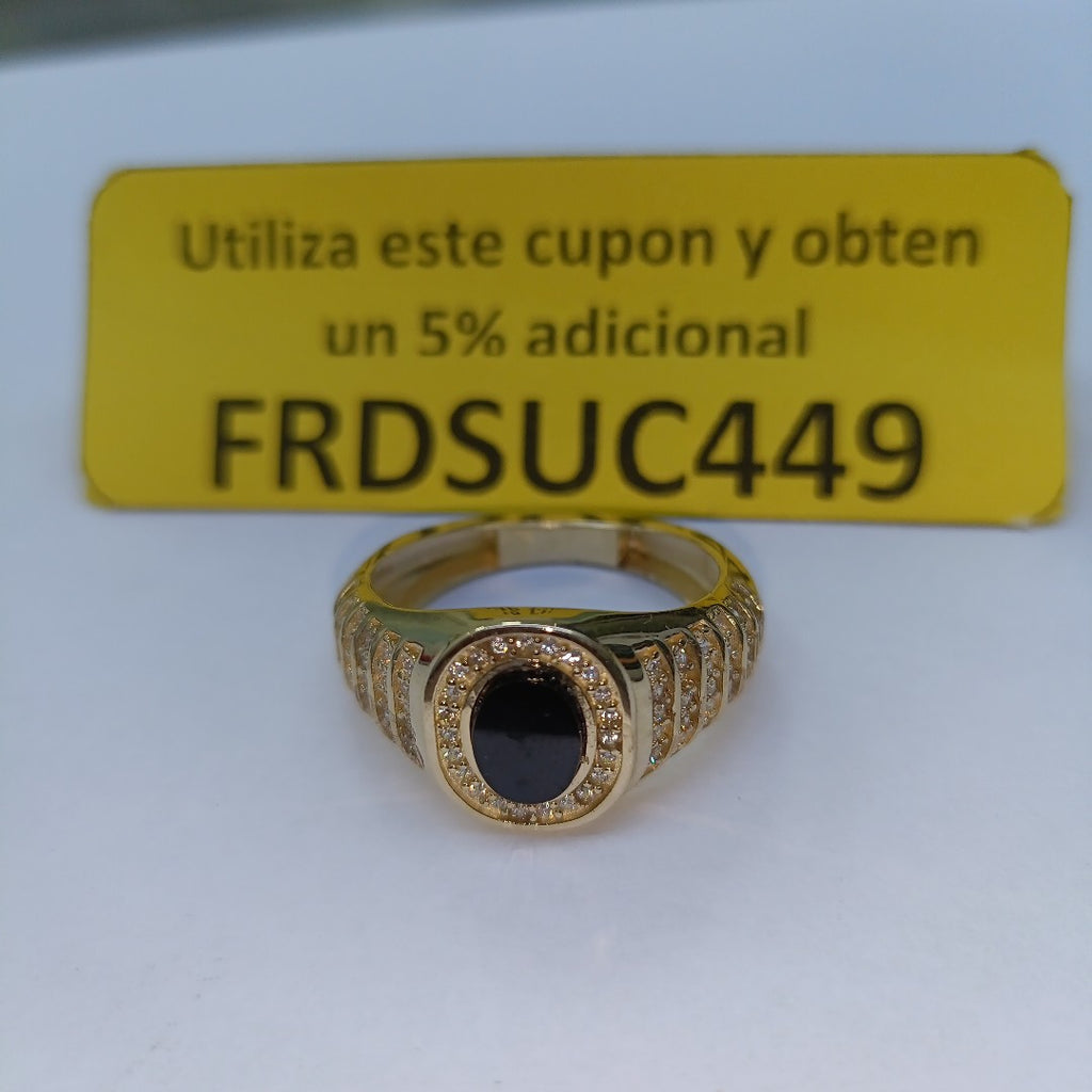 ANILLOS CON ONIX Y CIRCONIAS 14K TALLA 11.5 5.3 GR (NUEVO)