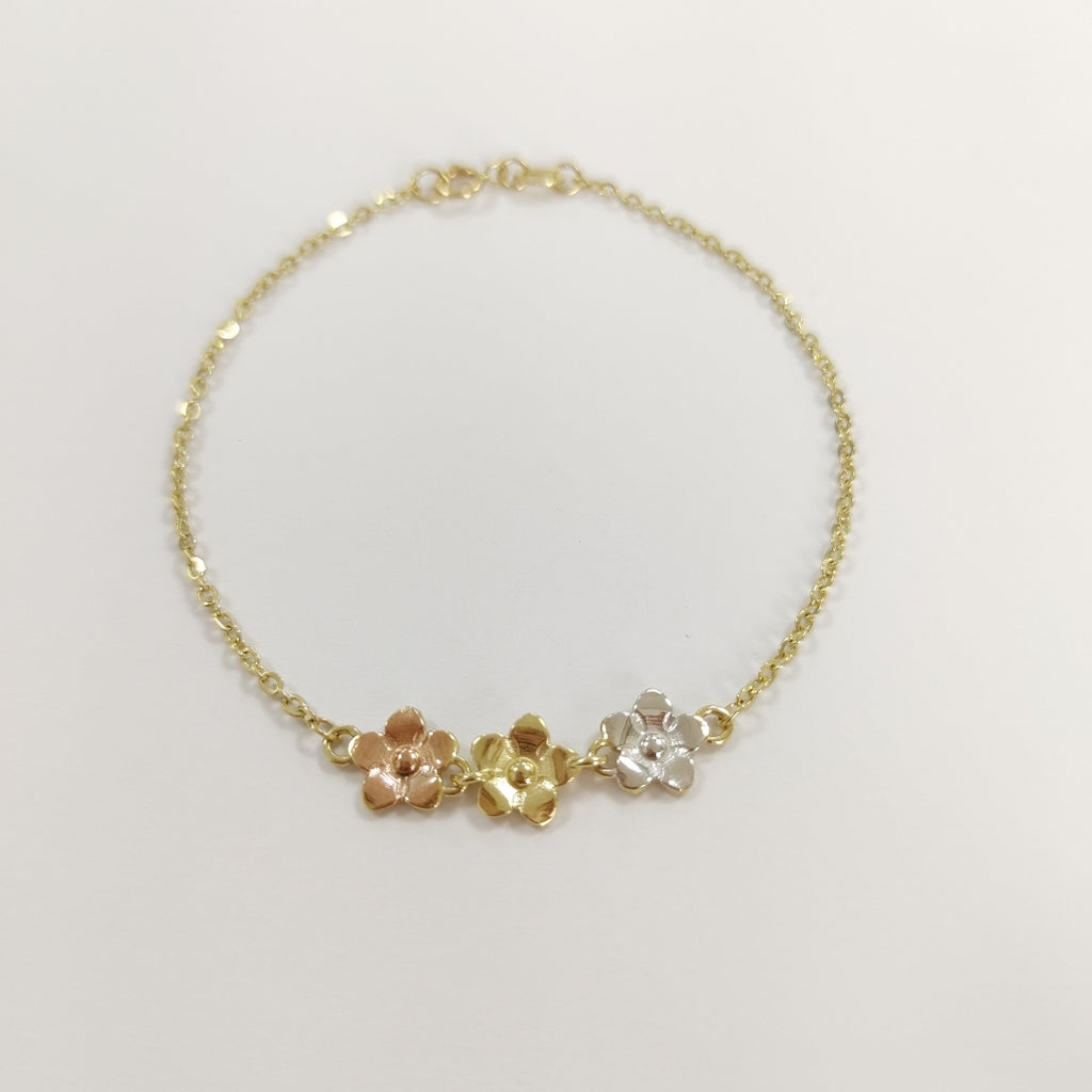PULSERA TEJIDO ESPECIAL FIG FLORES 14K 18 CM 2 GR (NUEVO)