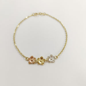 PULSERA TEJIDO ESPECIAL FIG FLORES 14K 18 CM 2 GR (NUEVO)