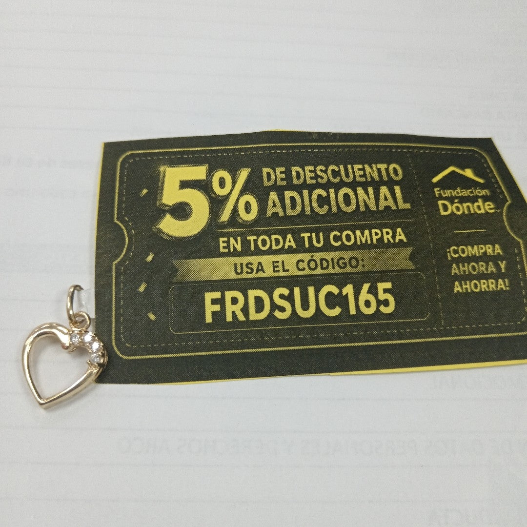 DIJE CORAZON CON CIRCONIAS 14K 1.4 GR (NUEVO)