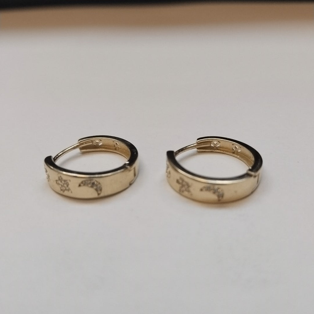 ARETES TEJIDO HUGGIES CON CIRCONIAS 14K 3 GR (NUEVO)