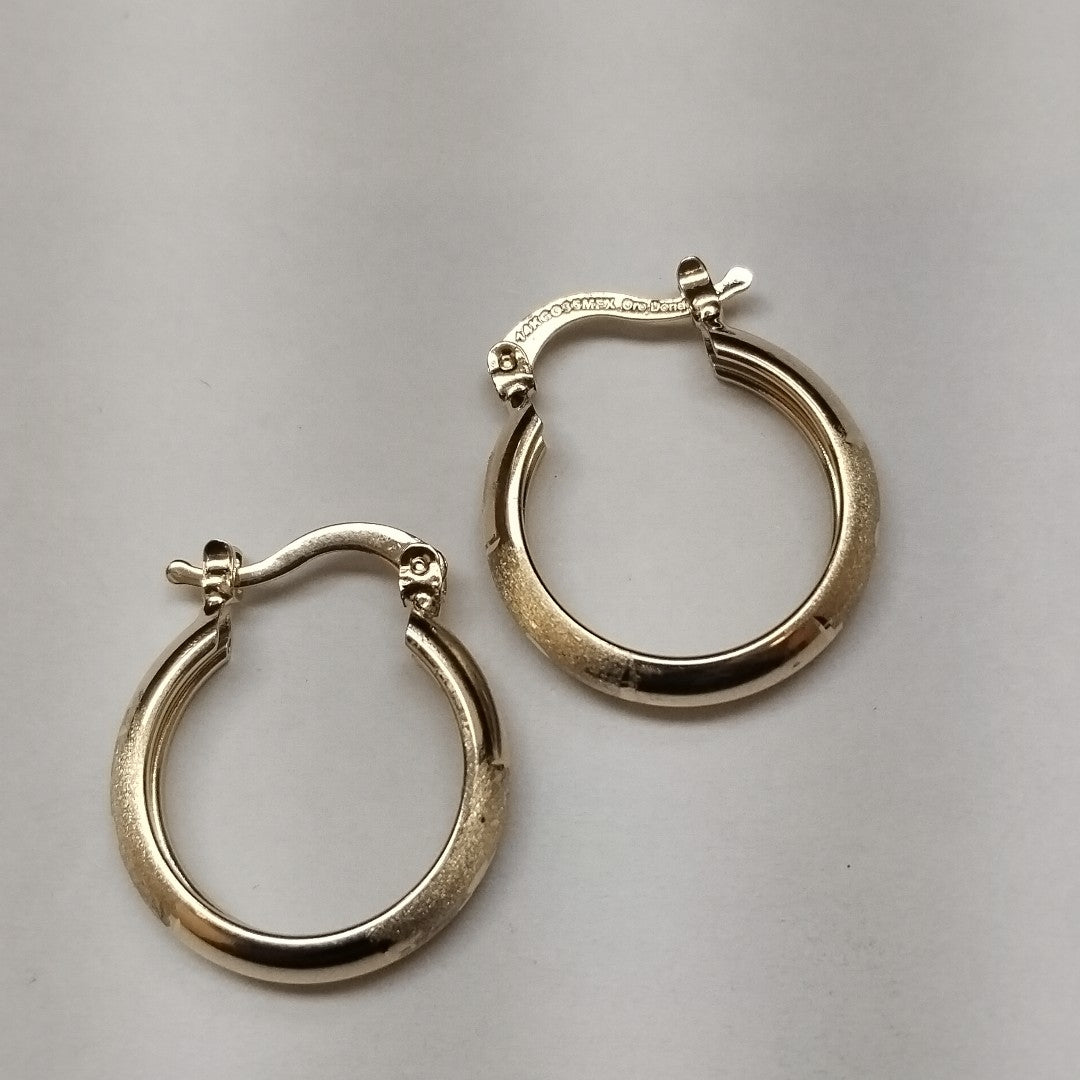 ARETES TEJIDO ARRACADA SATINADA 14K 2.6 GR (NUEVO)