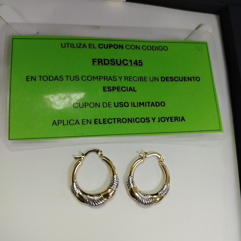 ARETES ARRACADAS HUECAS COMBINADAS 14K 2.5 GR (NUEVO)