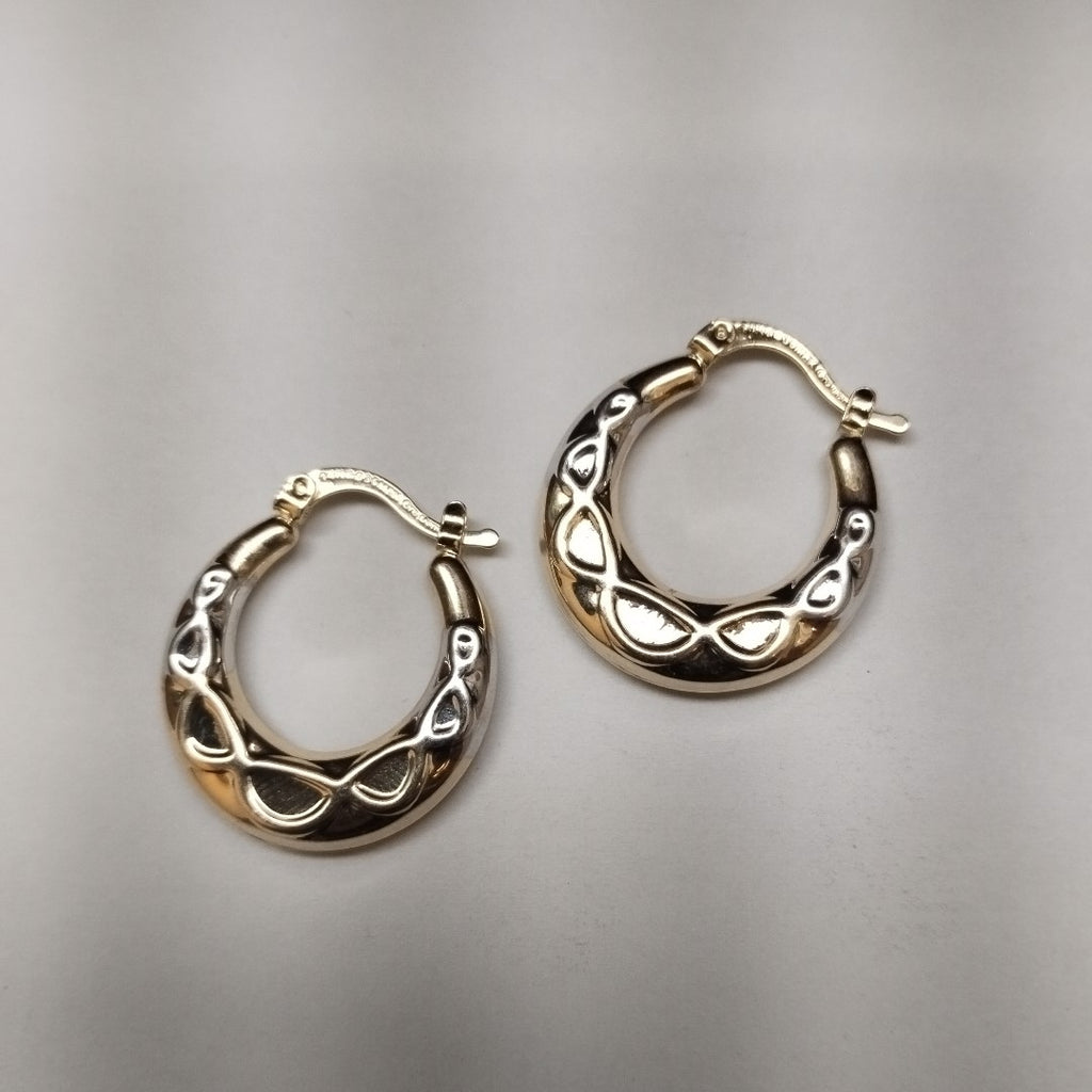 ARETES ARRACADAS COMBINADAS CON INFINITO 14K 2.3 GR (NUEVO)