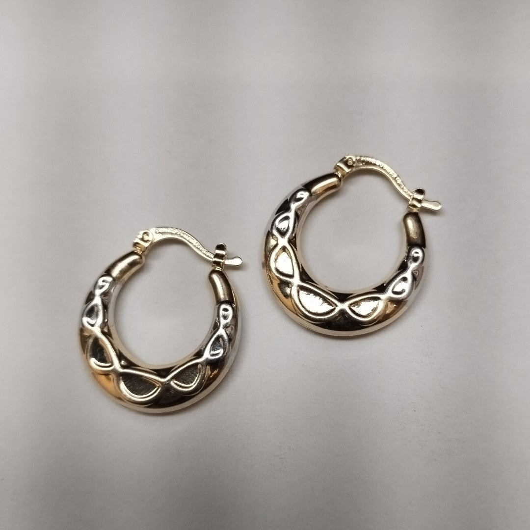 ARETES ARRACADAS COMBINADAS CON INFINITO 14K 2.3 GR (NUEVO)