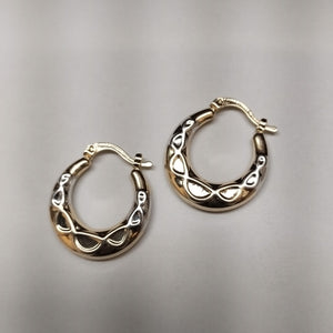 ARETES ARRACADAS COMBINADAS CON INFINITO 14K 2.3 GR (NUEVO)