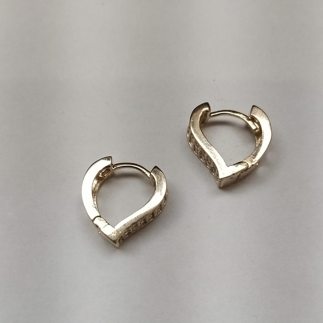 ARETES ARRACADAS CORAZON C CIRCONIAS 14K 2.1 GR (NUEVO)