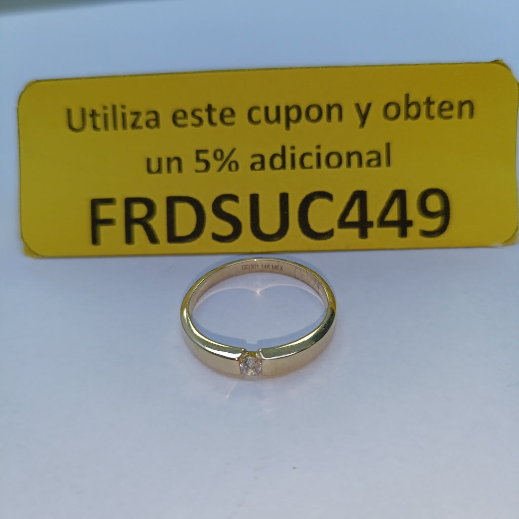 ANILLO ANILLITO SOLITARIO C CIRCONIA 14K 7 TALLA 2.5 GR (NUEVO)