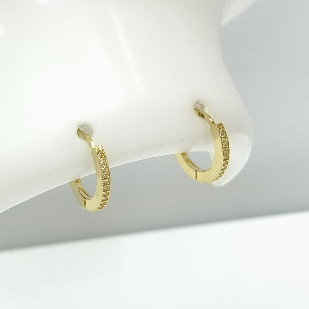 ARETES ARRACADAS CON CIRCONIAS 14K 1.2 GR (NUEVO)