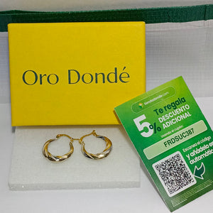 ARETES TEJIDO ARRACADA TRENZADA COMBINADA 14K 1.8 GR (NUEVO)