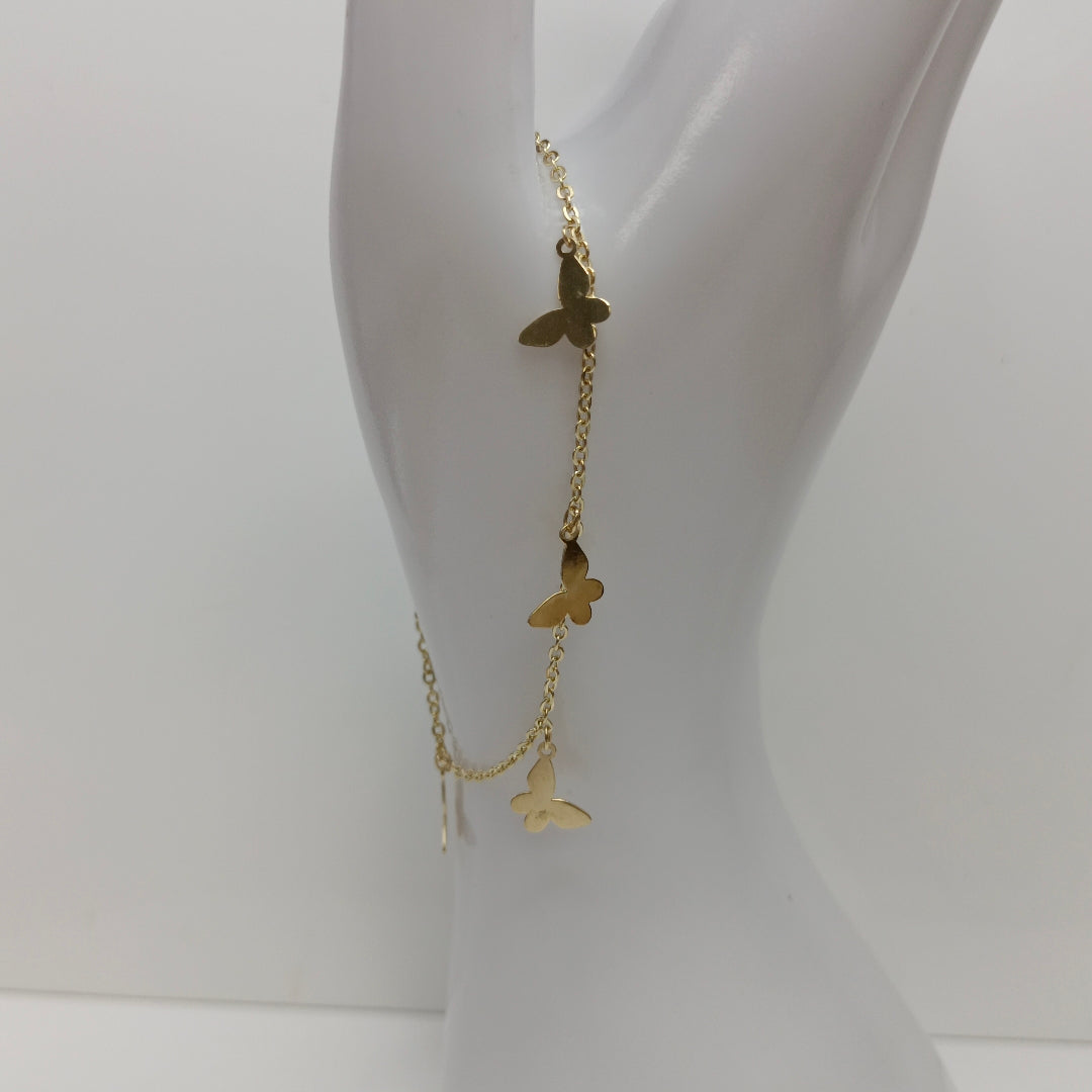 PULSERA ESPECIAL CON MARIPOSAS 14K 18 CM 2 GR (NUEVO)