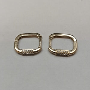 ARETES HUGGIES OVALADA C CIRCONIAS 14K 2.5 GR (NUEVO)