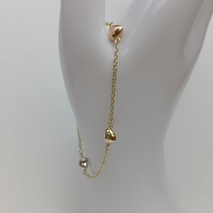 PULSERA ESP CON CORAZONES COMBINADOS 14K 18 CM 1.6 GR (NUEVO)