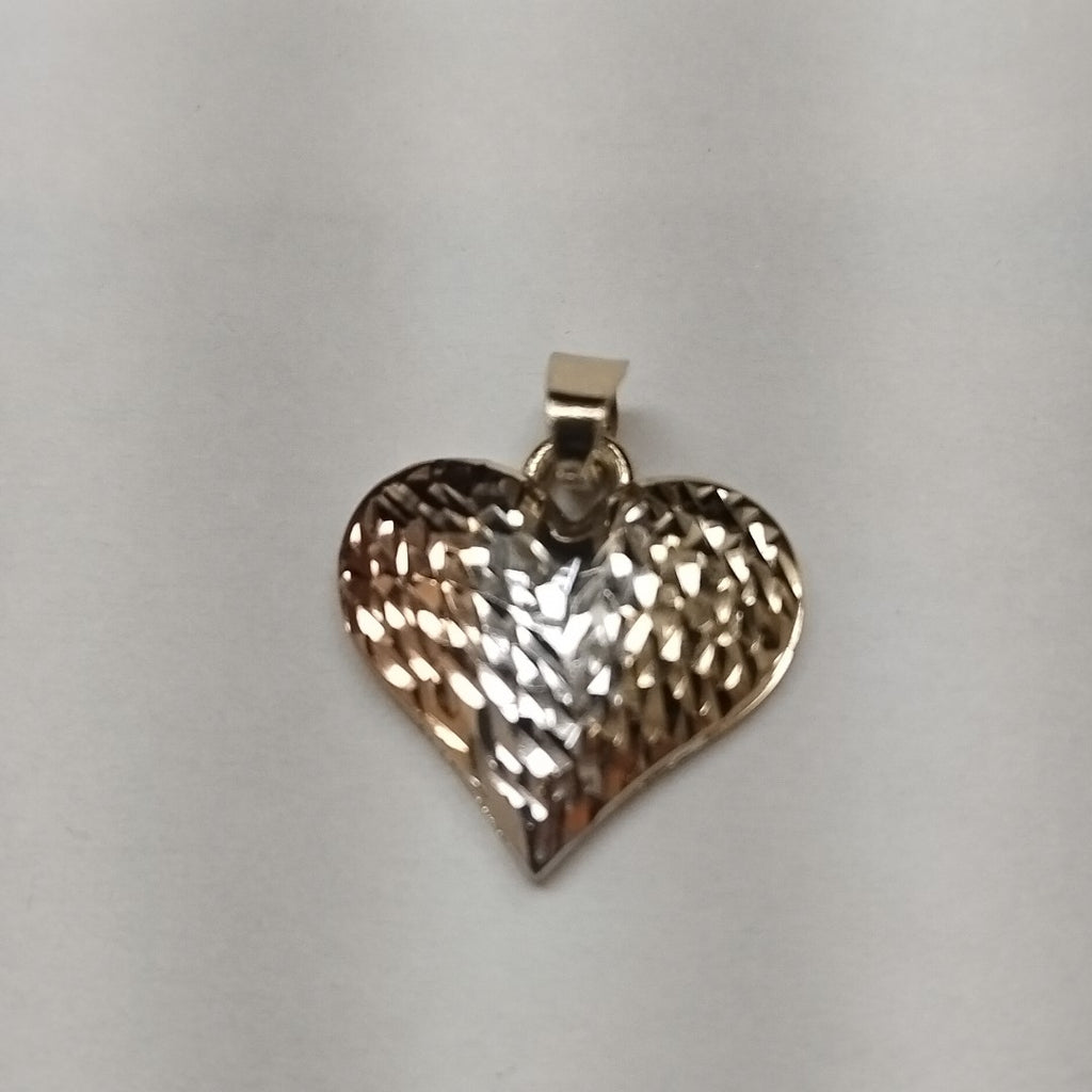 DIJE TEJIDO CORAZON LABRADO COMBINADO 14K 1.2 GR (NUEVO)