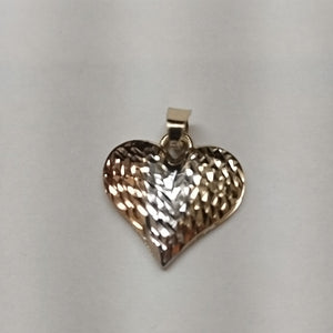 DIJE TEJIDO CORAZON LABRADO COMBINADO 14K 1.2 GR (NUEVO)
