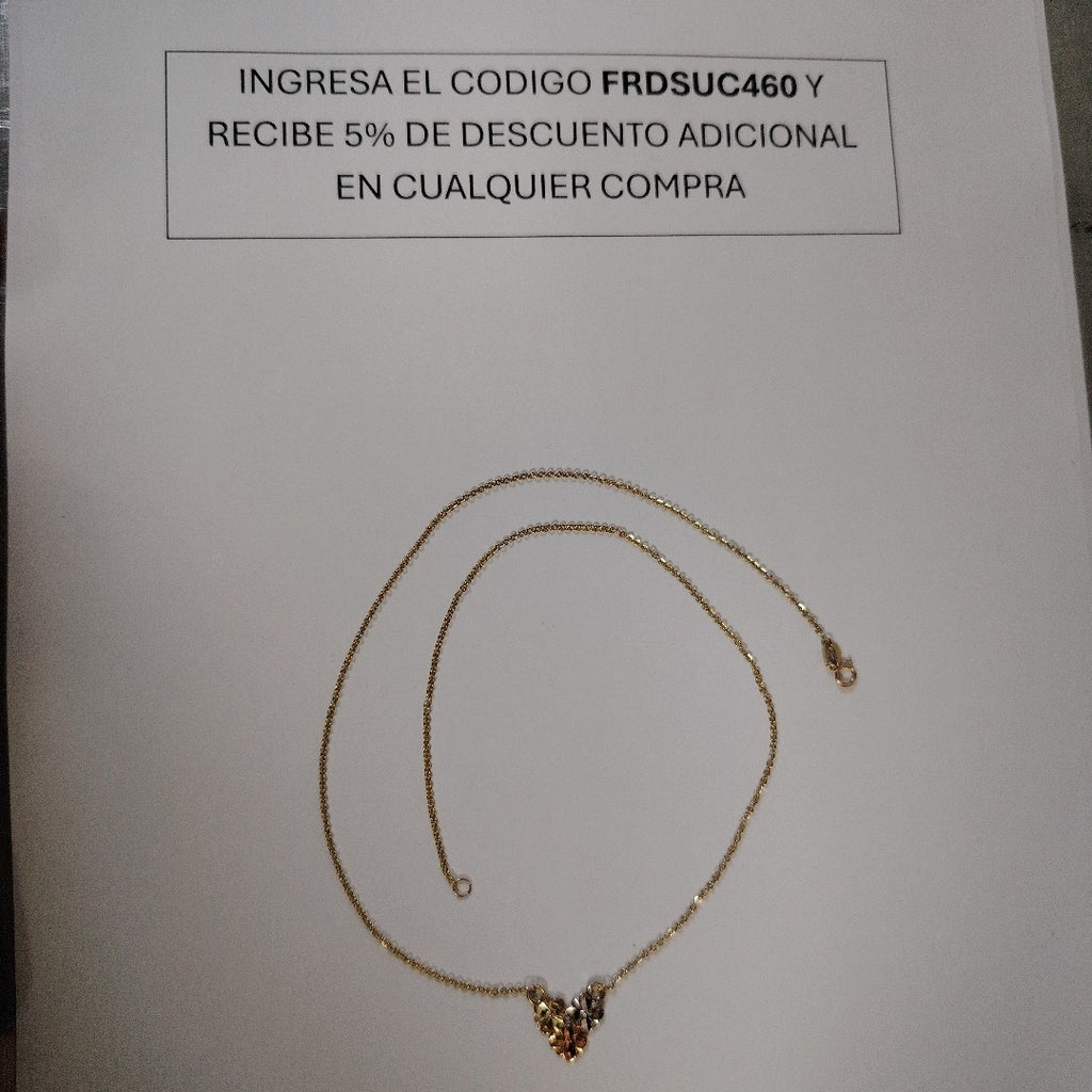 CADENA TEJIDO GARGANTILLA ESPECIAL C FLORES 14K 45 CM 3 GR (NUEVO)