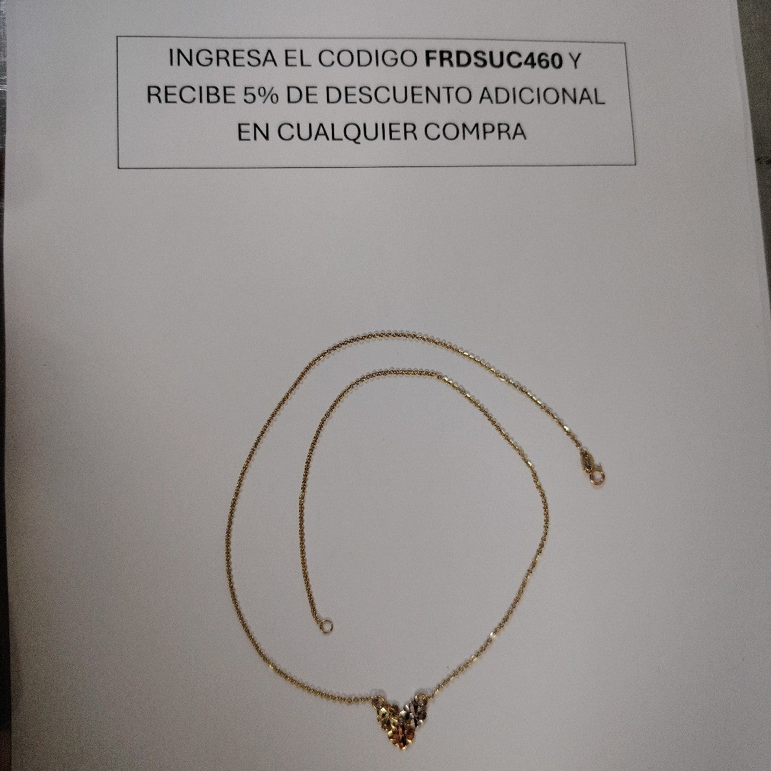 CADENA TEJIDO GARGANTILLA ESPECIAL C FLORES 14K 45 CM 3 GR (NUEVO)