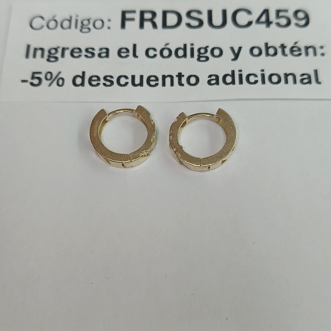 ARETES HUGGIES CON CIRCONIAS 14K 2.3 GR (NUEVO)