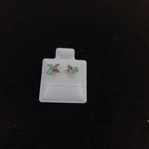 BROQUELES BROQUEL FIG COLIBRI ESMALTE AZUL 14K 0.2138 GR (NUEVO)