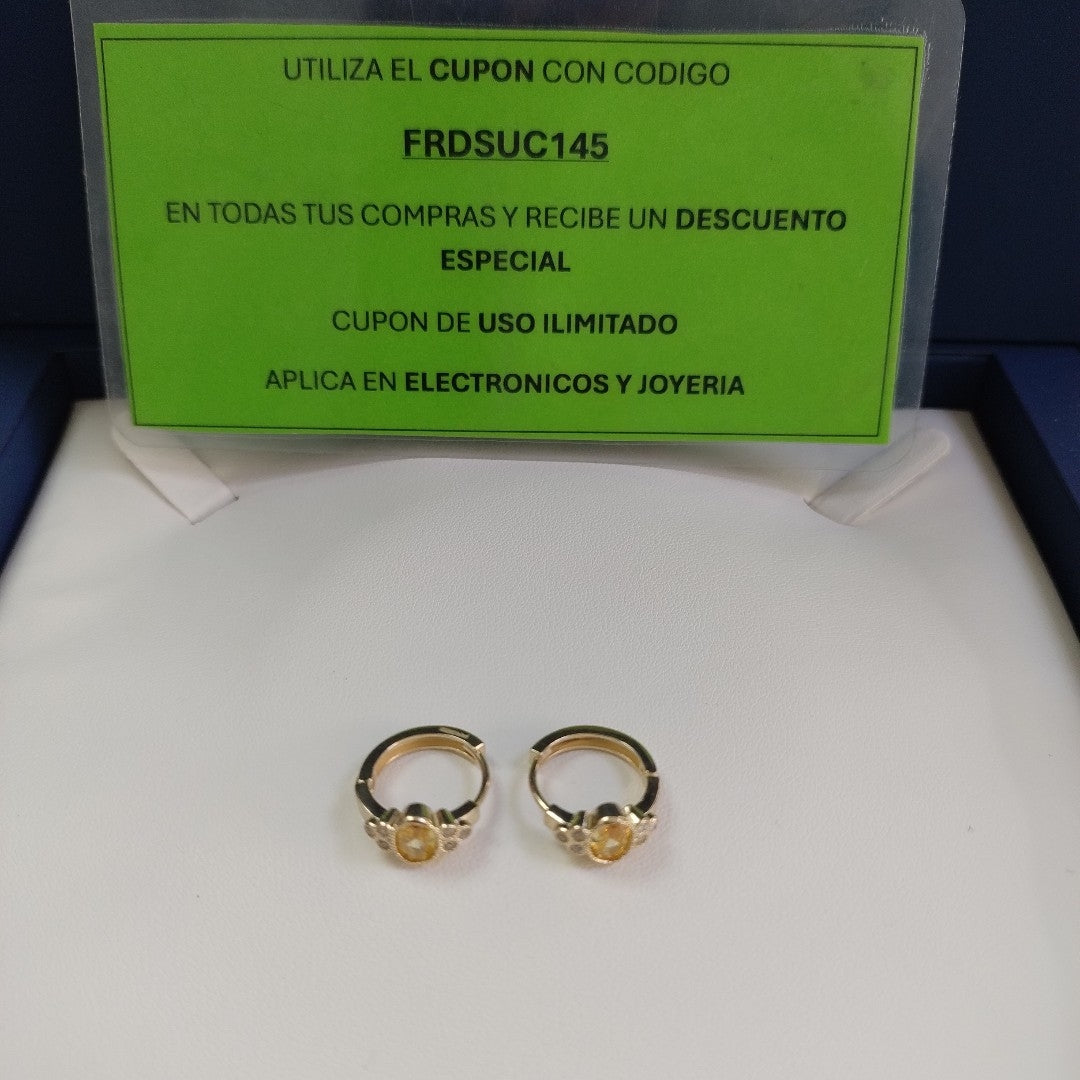 ARETES ARRACADAS CON CIRCONIAS Y PDRAS COL 14K 3.3 GR (NUEVO)