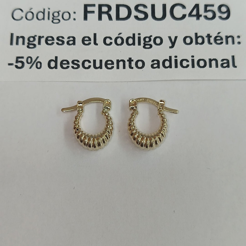 ARETES ARRACADA ESTRIADAS 14K 1.1 GR (NUEVO)