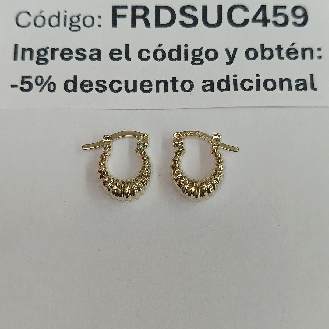 ARETES ARRACADA ESTRIADAS 14K 1.1 GR (NUEVO)