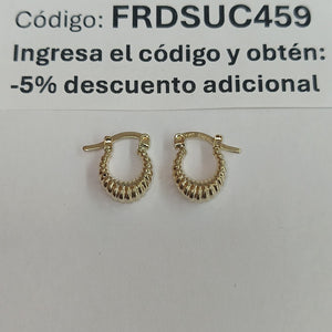 ARETES ARRACADA ESTRIADAS 14K 1.1 GR (NUEVO)