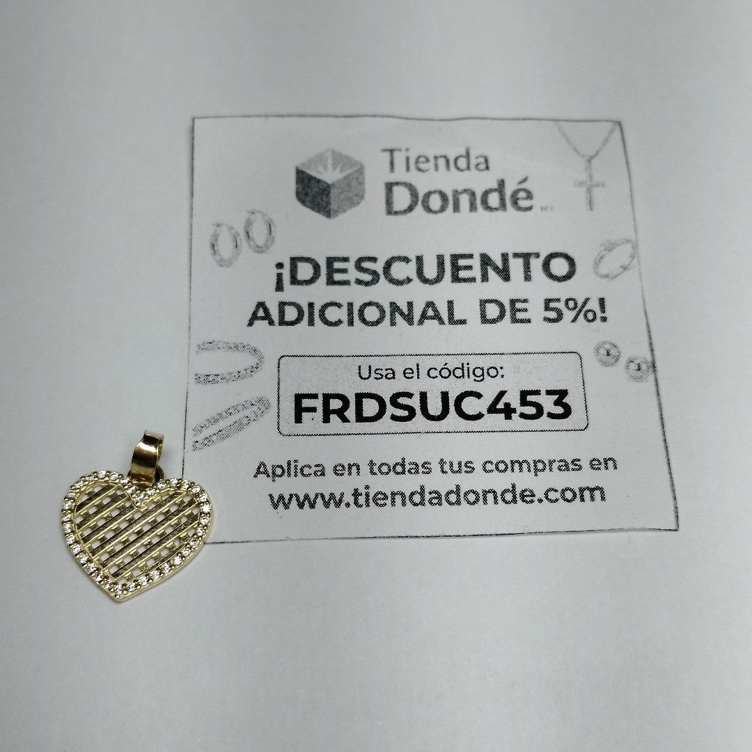 DIJE TEJIDO CORAZON CON CERCO DE CIRCONIAS 14K 1.1 GR (NUEVO)