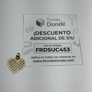 DIJE TEJIDO CORAZON CON CERCO DE CIRCONIAS 14K 1.1 GR (NUEVO)