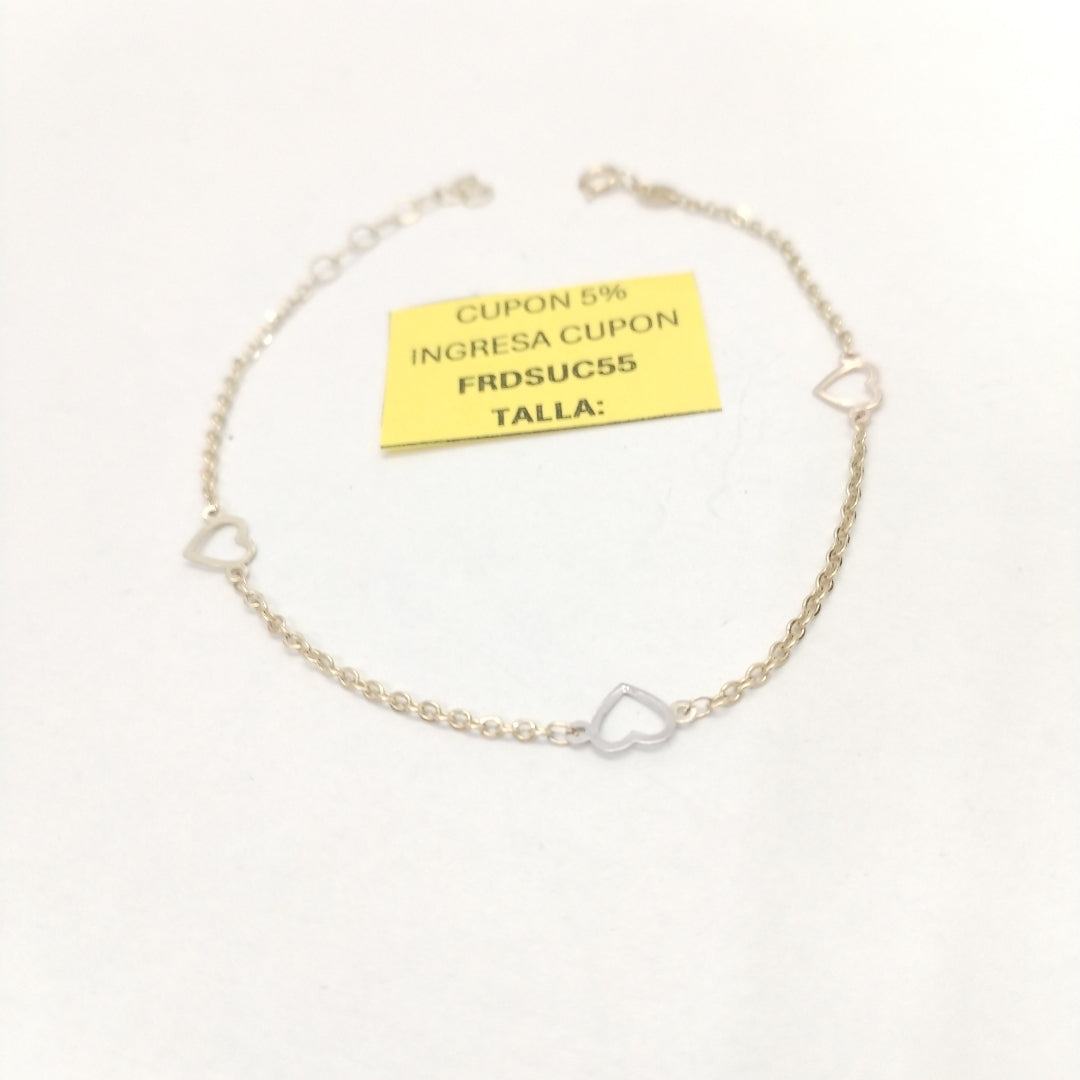 PULSERA ESPECIAL CON CORAZONES 10K 18 CM 1.3 GR (NUEVO)
