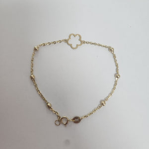 PULSERA TEJIDO ESPECIAL CON FLOR 14K 18 CM 1.6 GR (NUEVO)