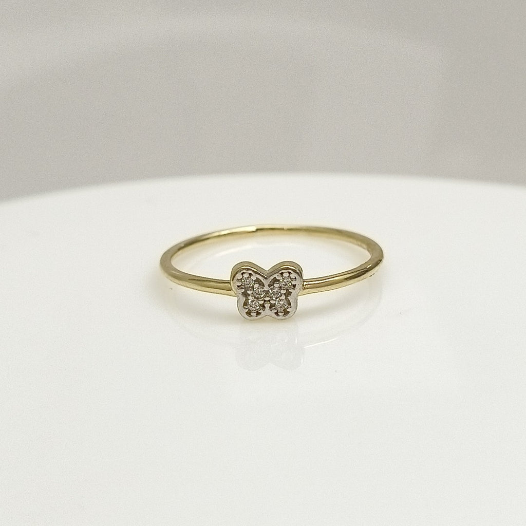 ANILLO ANILLITO MARIPOSA C CIRCONIAS 14K 7.5 TALLA 1 GR (NUEVO)