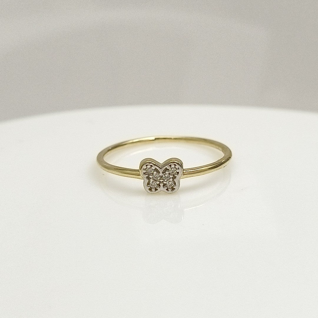 ANILLO ANILLITO MARIPOSA C CIRCONIAS 14K 7.5 TALLA 1 GR (NUEVO)