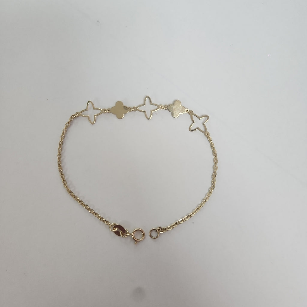 PULSERA TEJIDO ESP CON TREBOL 14K 18 CM 1.6 GR (NUEVO)