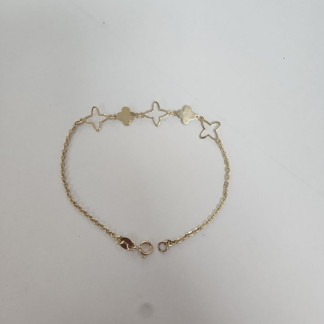 PULSERA TEJIDO ESP CON TREBOL 14K 18 CM 1.6 GR (NUEVO)