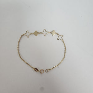 PULSERA TEJIDO ESP CON TREBOL 14K 18 CM 1.6 GR (NUEVO)