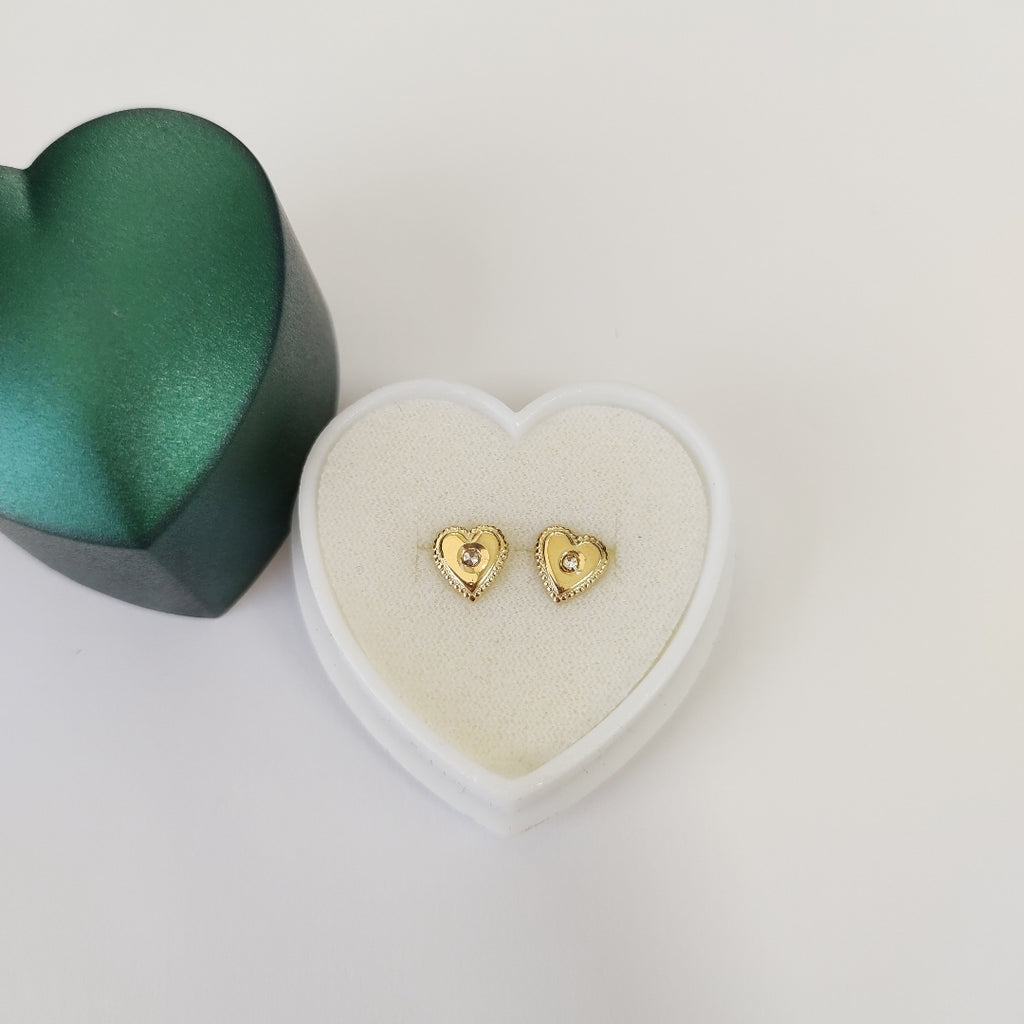 BROQUELES BROQUEL FIG CORAZON C CIRCONIA 14K 0.2614 GR (NUEVO)