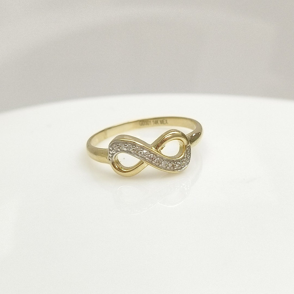 ANILLO ANILLITO FIG INFINITO C CIRCONIAS 14K 7 TALLA 1.5 GR (NUEVO)