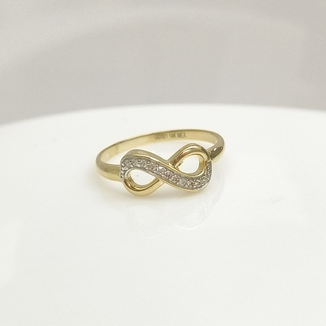 ANILLO ANILLITO FIG INFINITO C CIRCONIAS 14K 7 TALLA 1.5 GR (NUEVO)