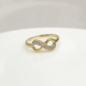 ANILLO ANILLITO FIG INFINITO C CIRCONIAS 14K 7 TALLA 1.5 GR (NUEVO)