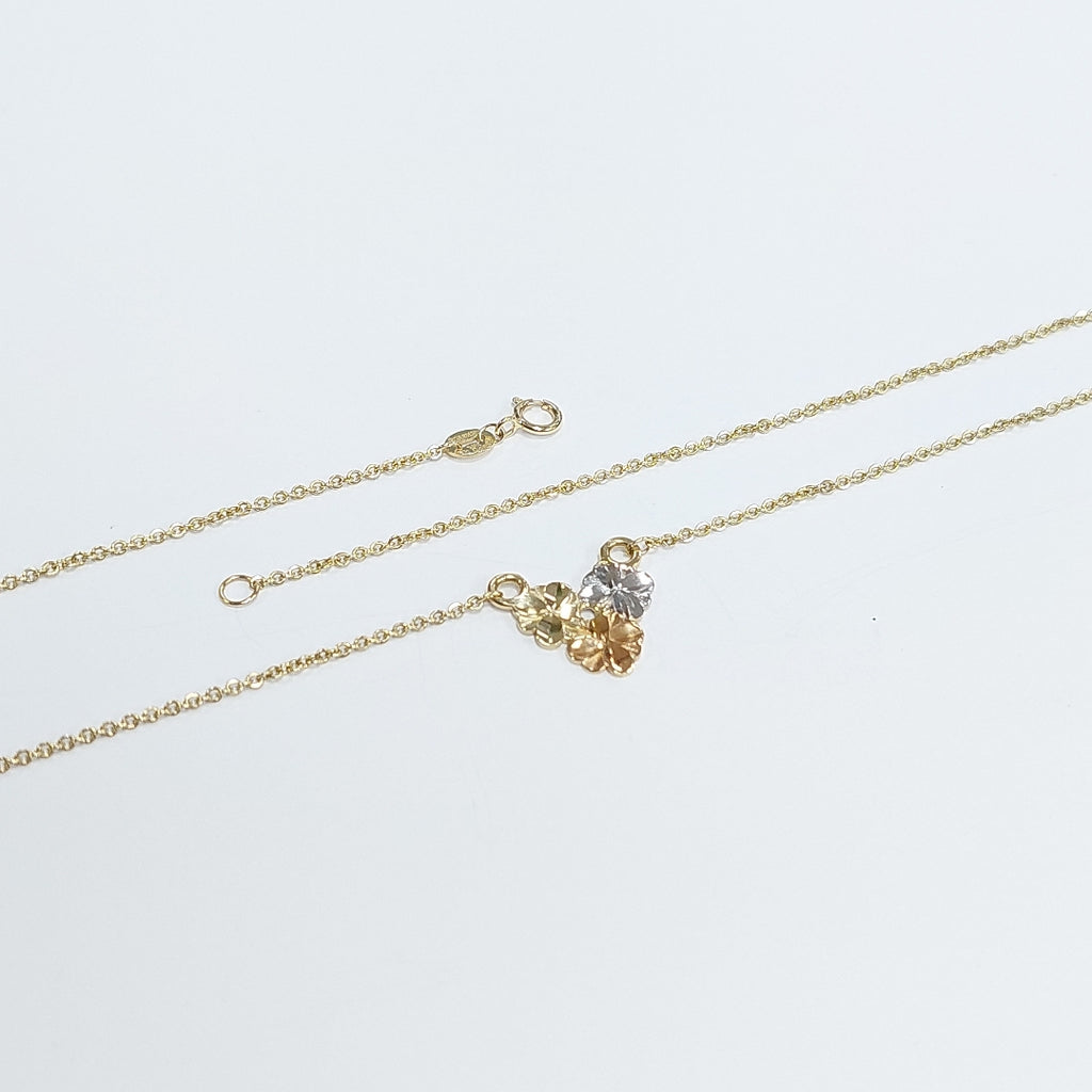 CADENA TEJIDO GARGANTILLA ESPECIAL C FLORES 14K 45 CM 2.9 GR (NUEVO)