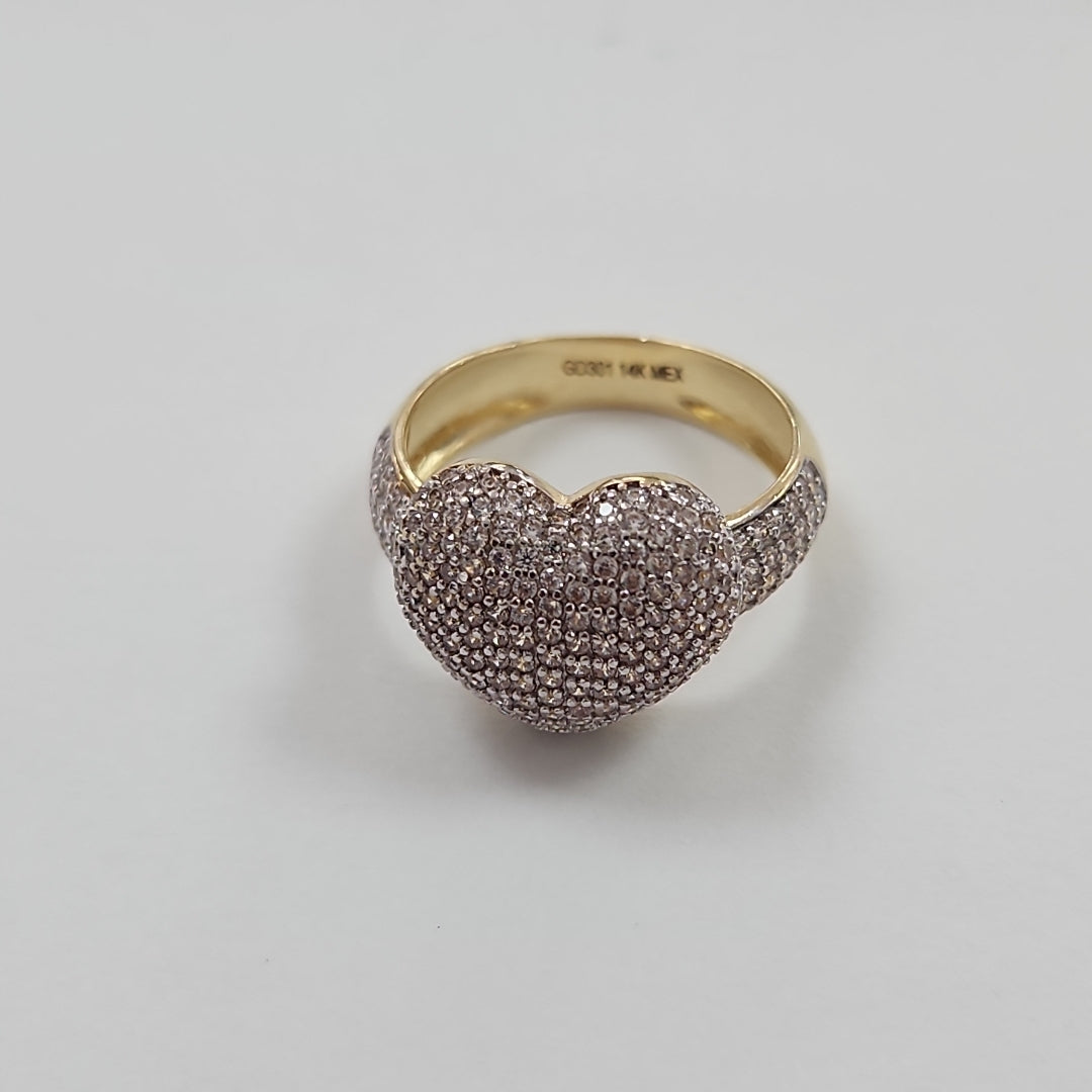ANILLO ANILLITO CORAZON C CIRCONIAS 14K 7 TALLA 4.8 GR (NUEVO)