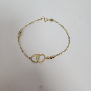PULSERA TEJIDO ESPECIAL C CORAZONES 14K 18 CM 1.7 GR (NUEVO)