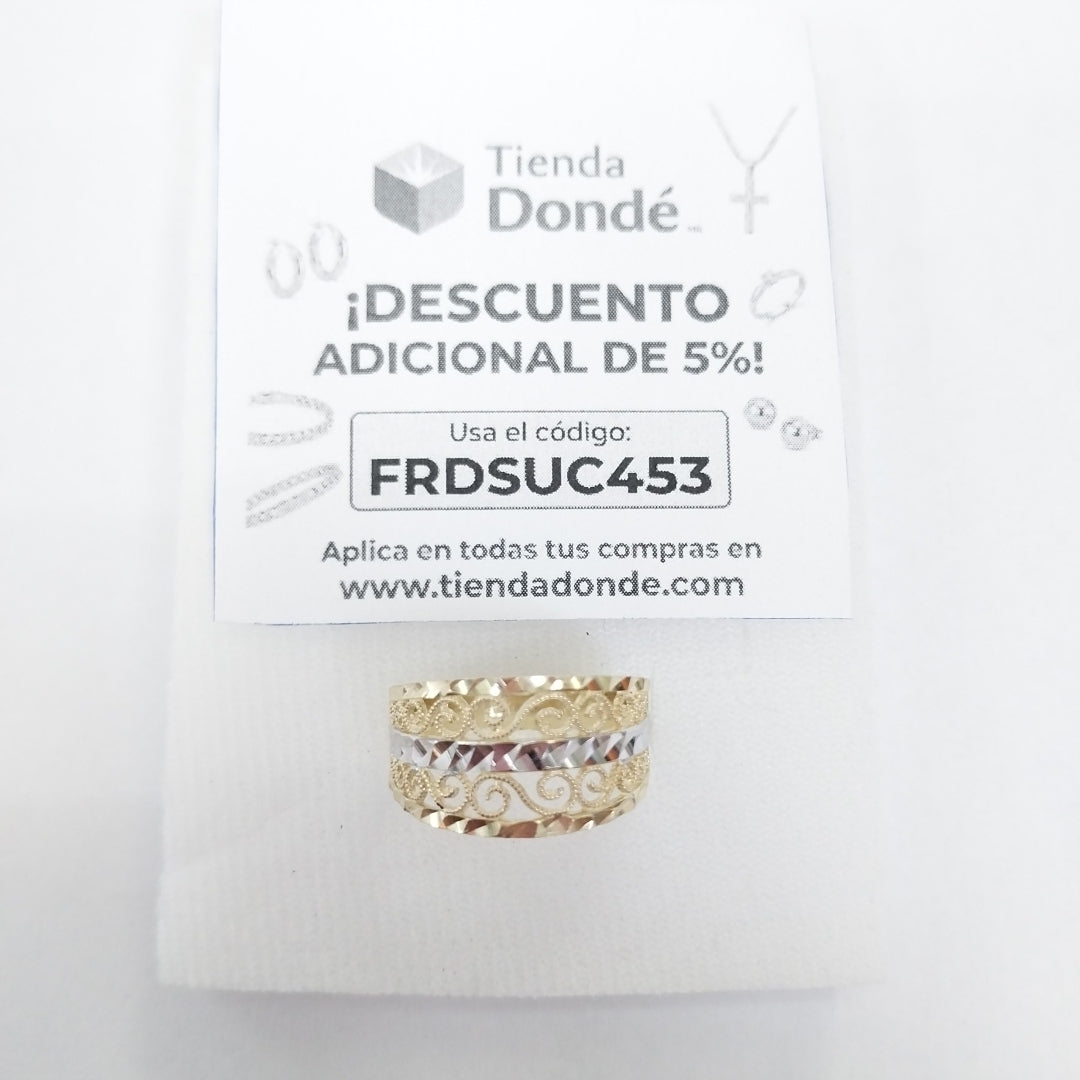 ANILLOS TIPO FILIGRANA COMBINADO 14K TALLA 8 2.7 GR (NUEVO)