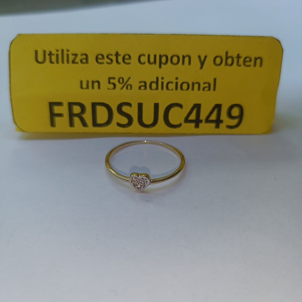 ANILLO ANILLITO CORAZON C CIRCONIA 14K 8 TALLA 0.8 GR (NUEVO)