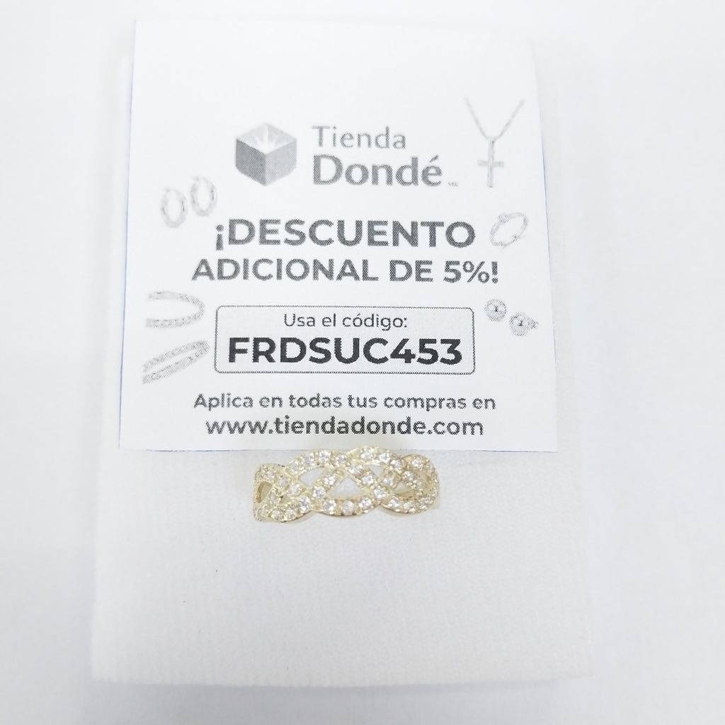 ANILLOS TRENZADO CON CIRCONIAS 14K TALLA 7 2.2 GR (NUEVO)